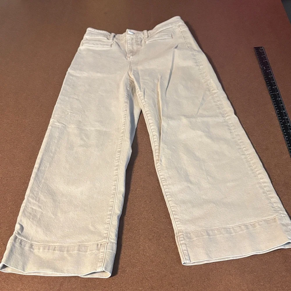 LOFT Beige High Waist Wide Leg Crop Jeans SZ 26x24